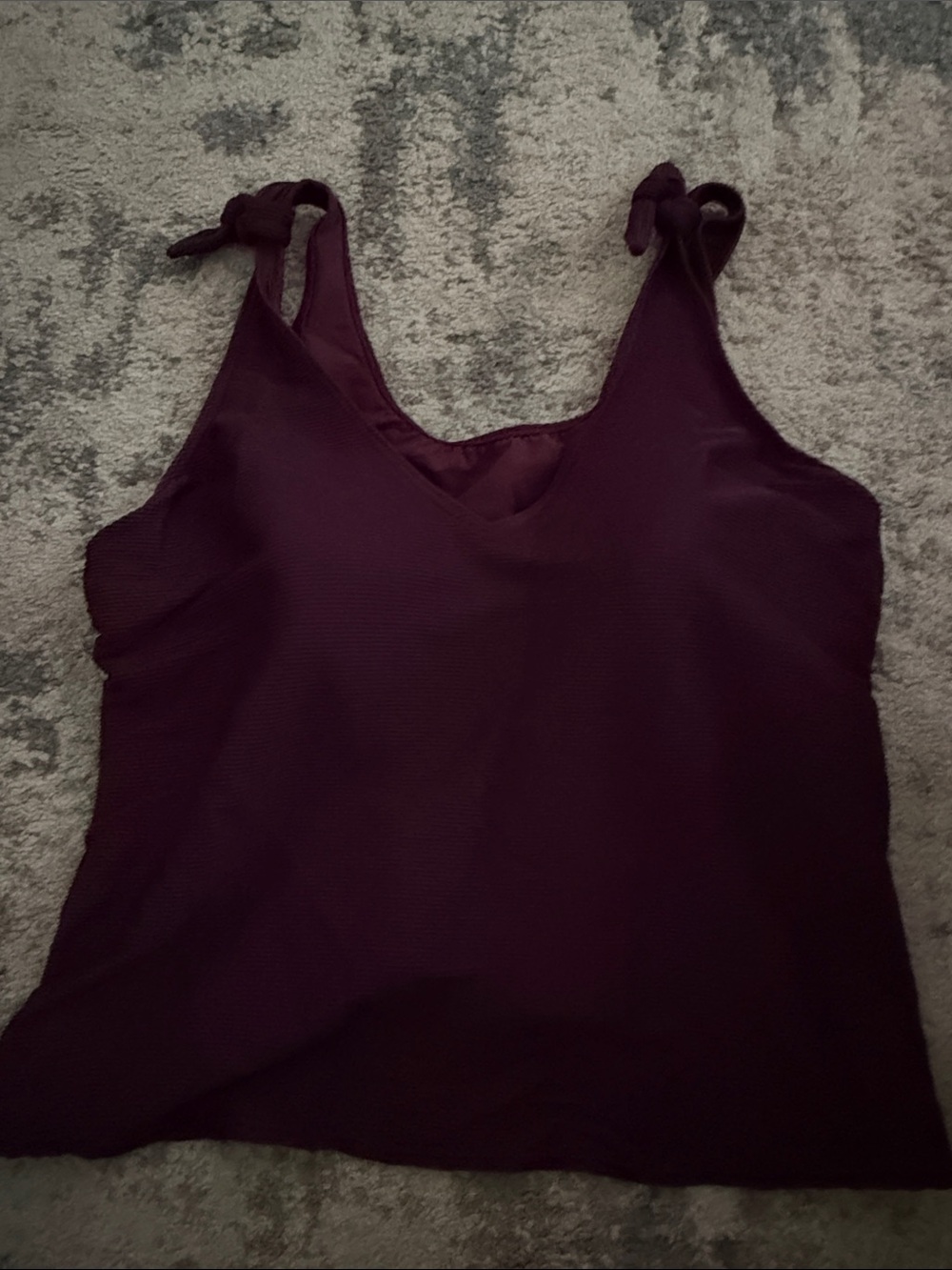 Lands End Women’s V-Neck Tie-Strap SwimTank Top - Deep Plum